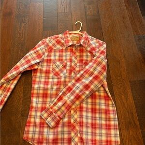Wrangler Red and White Plaid Men's Shirt